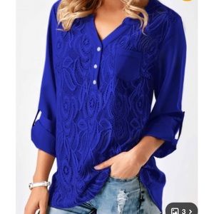 NWOT Royal Blue Lace Top